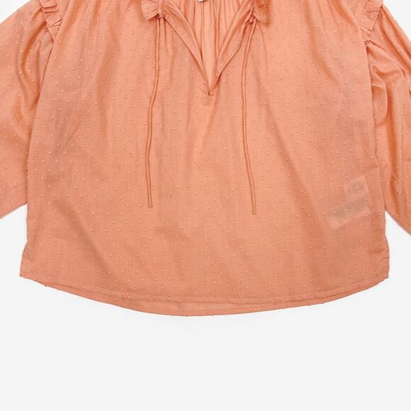 Cleobella Phoenix Blouse Size L Coral Organic Cotton Boho Peasant Cottage Flowy - Picture 8 of 11